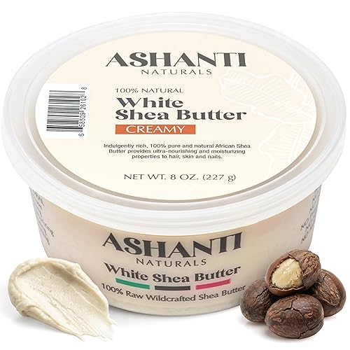 Ashanti Naturals White Raw Shea Butter | Unrefined African Shea Butter | Creamy Moisturizer for Easy Application - 8 oz Beauty & Personal Care Ashanti Naturals