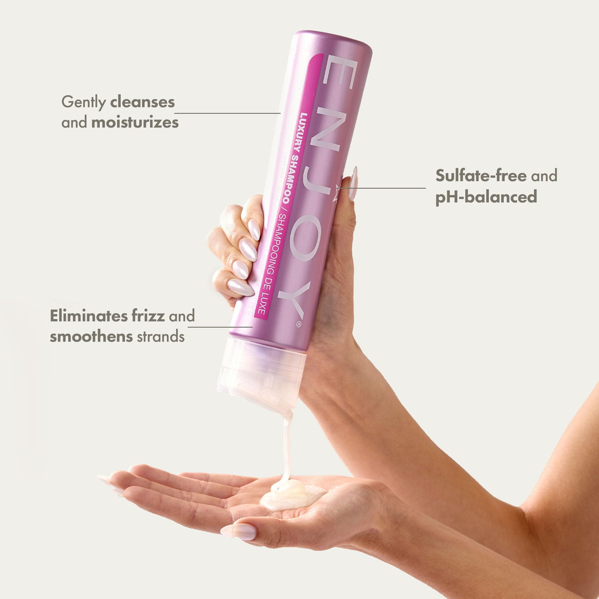 Enjoy Luxury Shampoo - Eliminates Frizz Cleansing Moisturizing Smoothing - Sulfate Free For Thick Coarse or Curly Hair (10.1 Fl Oz) Beauty & Personal Care Enjoy