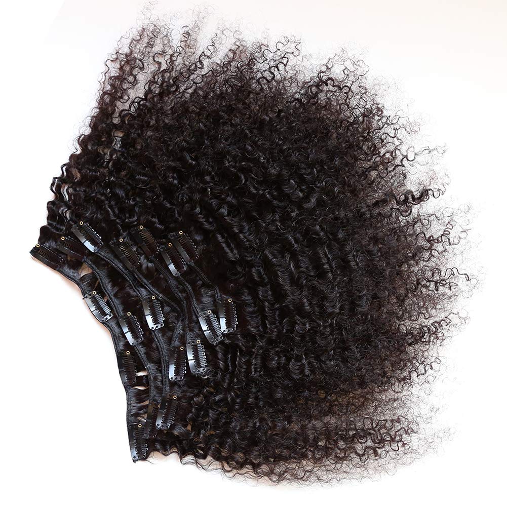 ZigZag Hair Afro Kinky Curly Clip In Human Hair Extensions Brazilian Virgin African American 4B 4C Natural Clip Ins For Black Women (10inch, 3B 3C) Beauty & Personal Care zigzag hair