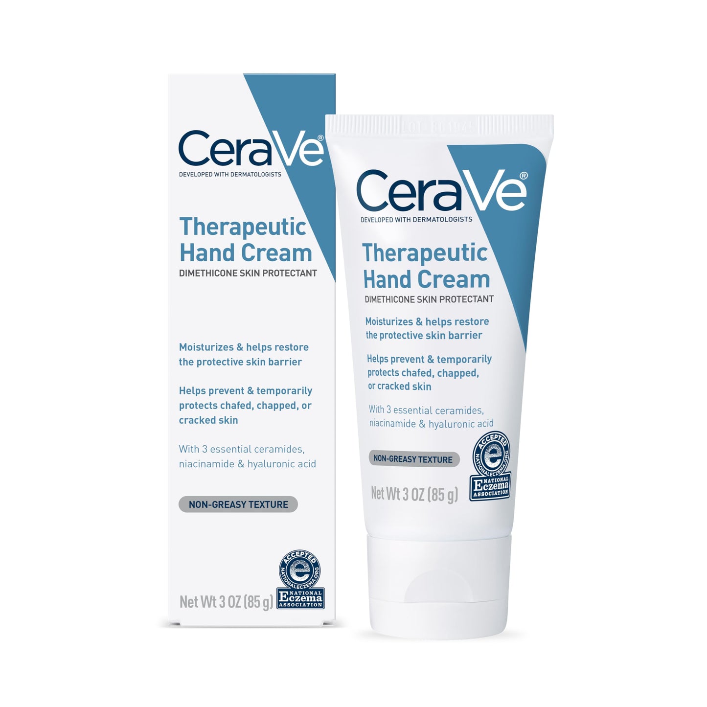 CeraVe Therapeutic Hand Cream for Dry Cracked Hands With Hyaluronic Acid and Niacinamide, Fragrance Free 3 Ounce Beauty and Personal Care CeraVe