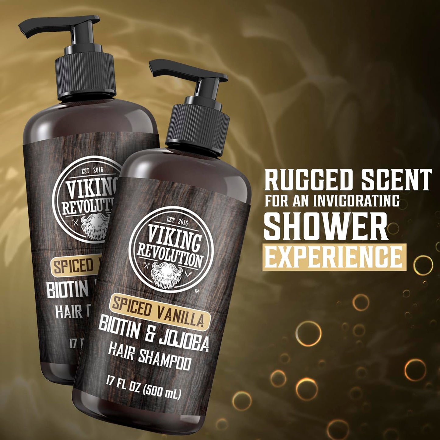 Viking Revolution Spiced Vanilla Mens Shampoo and Conditioner Set with Biotin and Jojoba Oil - Natural Hair Shampoo and Hair Conditioner for Men Beauty & Personal Care Viking Revolution