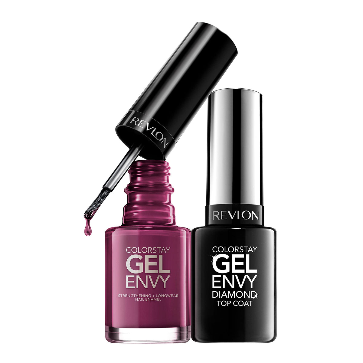 Revlon ColorStay Gel Envy Longwear Nail Polish, with Built-in Base Coat & Glossy Shine Finish, in Black/Grey, 520 Blackjack, 0.4 oz Beauty & Personal Care REVLON