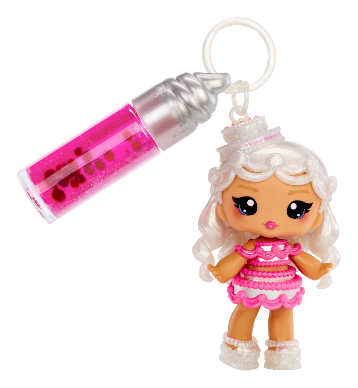 Yummiland Lip Gloss Doll: Sour Sweeties - Misty Cakes Includes DIY Lip Gloss + Removable Keychain, Cosmetic Play, Collectible, Ages 4+