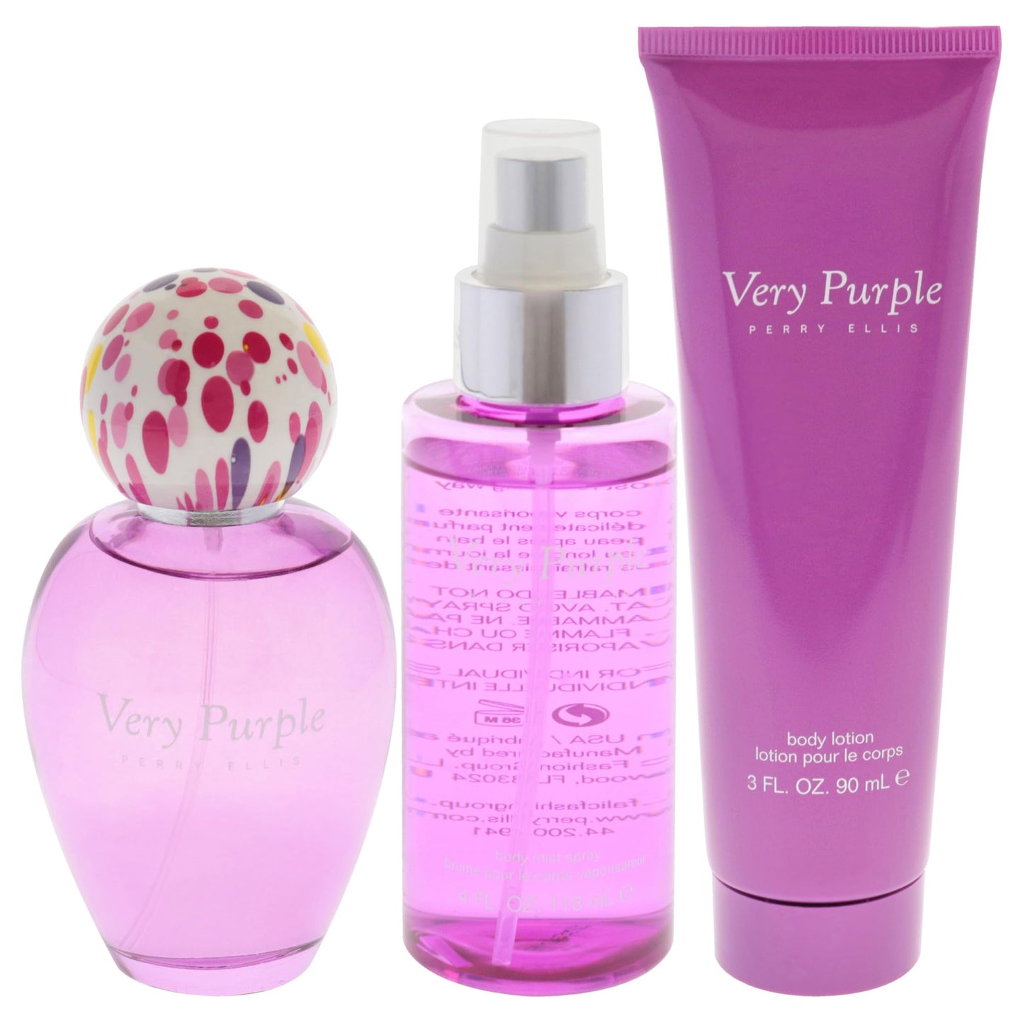 Perry Ellis Very Purple by Perry Ellis for Women - 3 Pc Gift Set 3.4oz EDP Spray, 3oz Body Lotion, 4oz Body Mist Beauty & Personal Care Perry Ellis