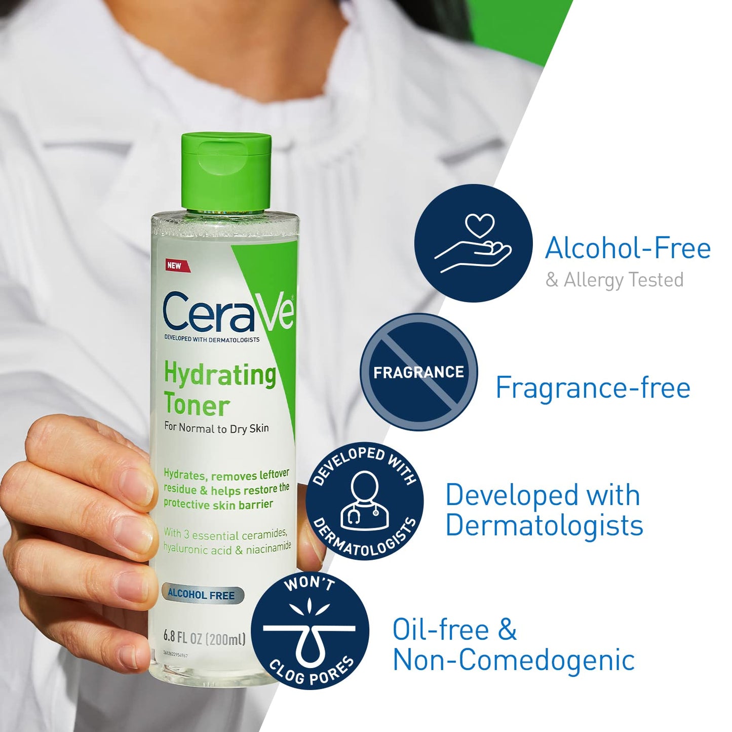CeraVe Hydrating Toner for Face Non-Alcoholic with Hyaluronic Acid, Niacinamide, and Ceramides for Sensitive Dry Skin, Fragrance-Free Non Comedogenic Beauty and Personal Care CeraVe