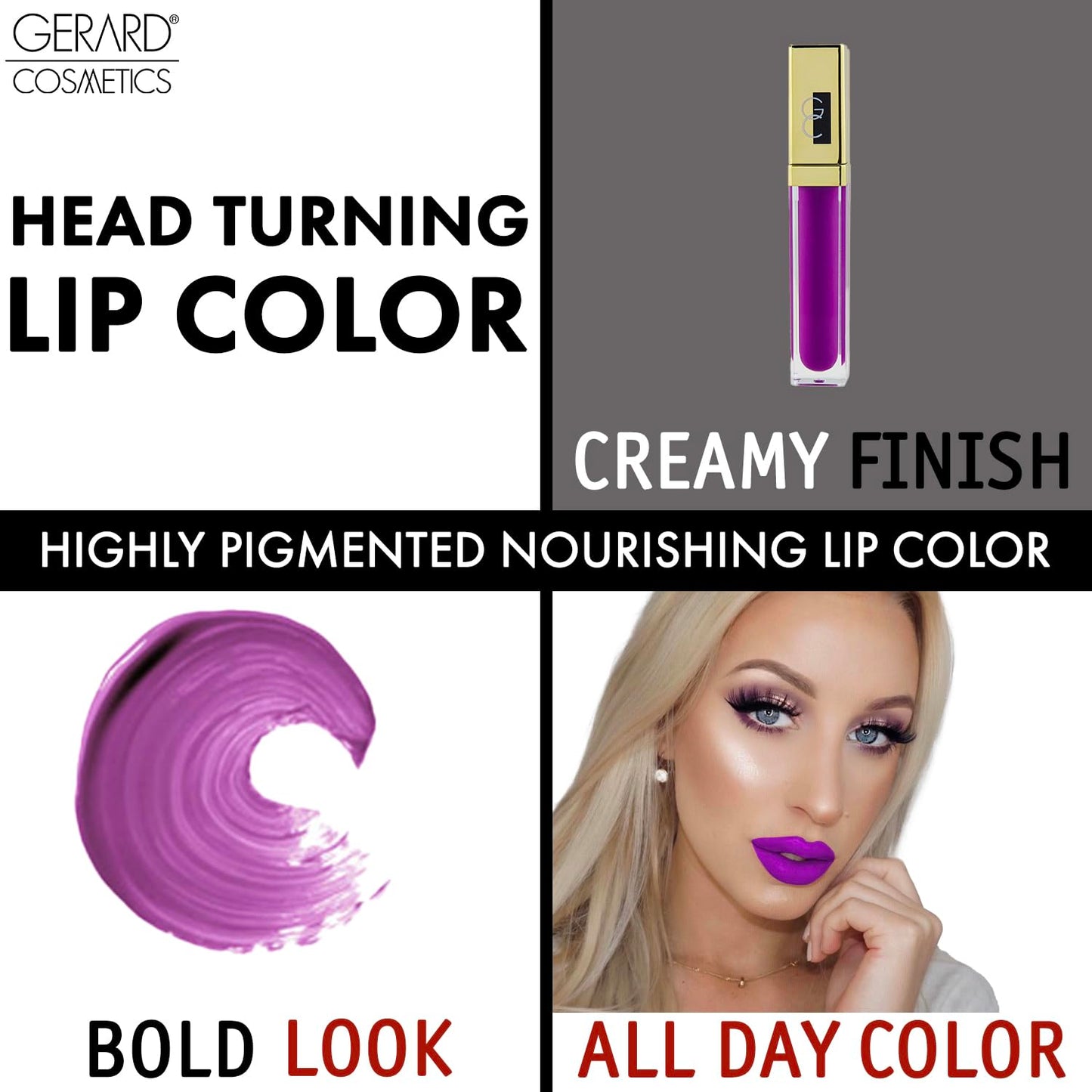 Gerard Cosmetics Color Your Smile Lip Gloss Wild Orchid, Super Pigmented Purple Lip Gloss with LED Light and Mirror, Shiny Finish, Hydrating Liquid Beauty & Personal Care Gerard Cosmetics