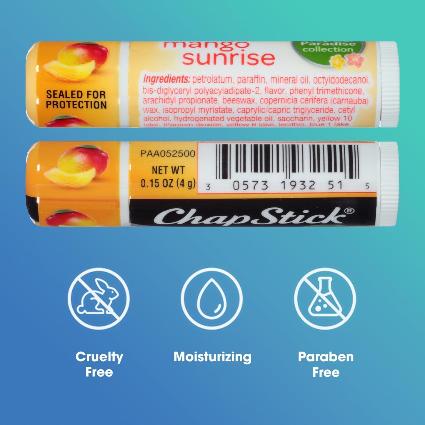 Chapstick Lip Balm, Mango Sunrise, 6-Pack - Sweet, Fruity & Tropical Moisturizer for Dry Lips, 0.15 Oz Beauty and Personal Care ChapStick