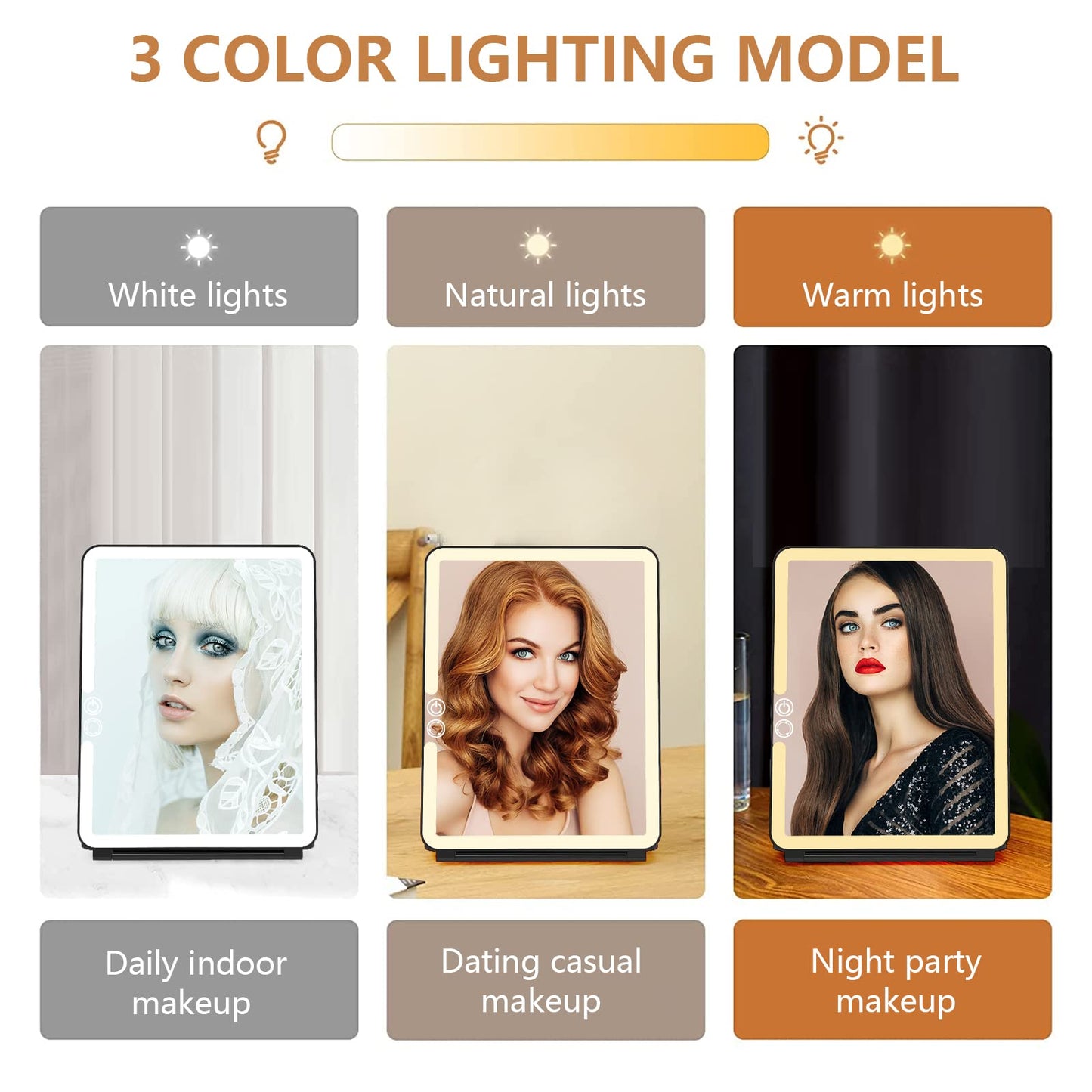 WEILY Portable Travel Mirror Makeup Mirror with 72 LED Lights, Touch Screen Three Colors Dimmable,Ultra Thin, 2000 mAh USB Rechargeable Foldable Beauty & Personal Care WEILY