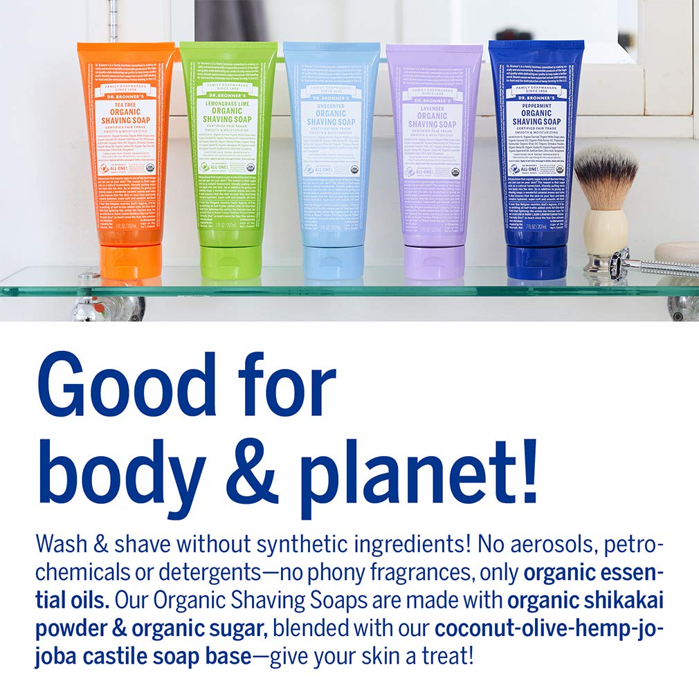 Dr. Bronner's - Organic Shaving Soap (Tea Tree, 7 Ounce) - Certified Organic, Sugar and Shikakai Powder, Soothes and Moisturizes for Close… Beauty & Personal Care Dr. Bronner's