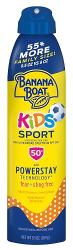Banana Boat Kids Sport Sunscreen Spray SPF 50, 9.5oz, Childrens Sunscreen, Spray On Sunscreen SPF 50, Family Size Sunscreen, 9.5oz Beauty & Personal Care Banana Boat