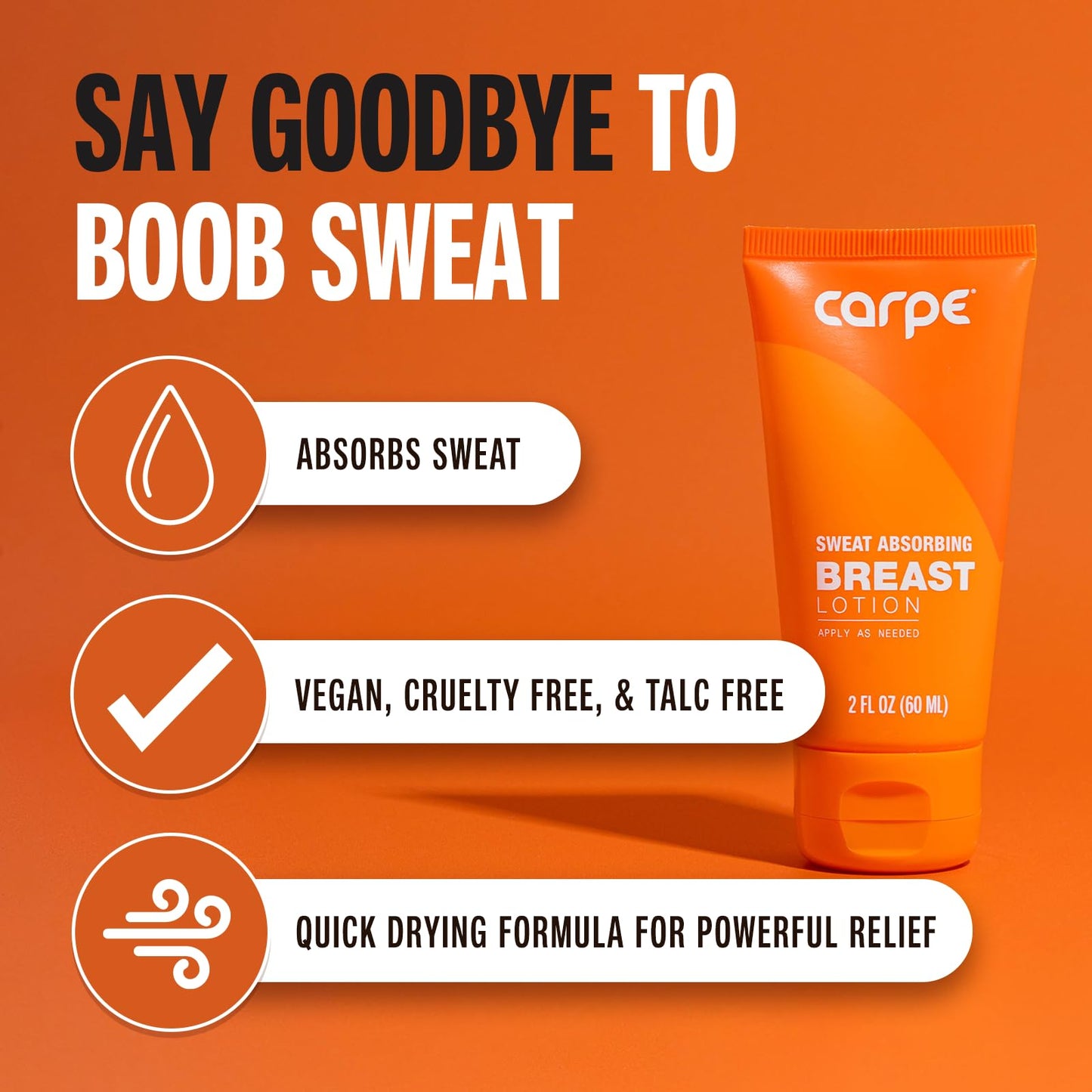 Carpe Sweat Absorbing Breast - Helps Keep Your Breasts and Skin Folds Dry - Sweat Absorbing Lotion - Helps Control Under Breast Sweat - Great Beauty & Personal Care Carpe