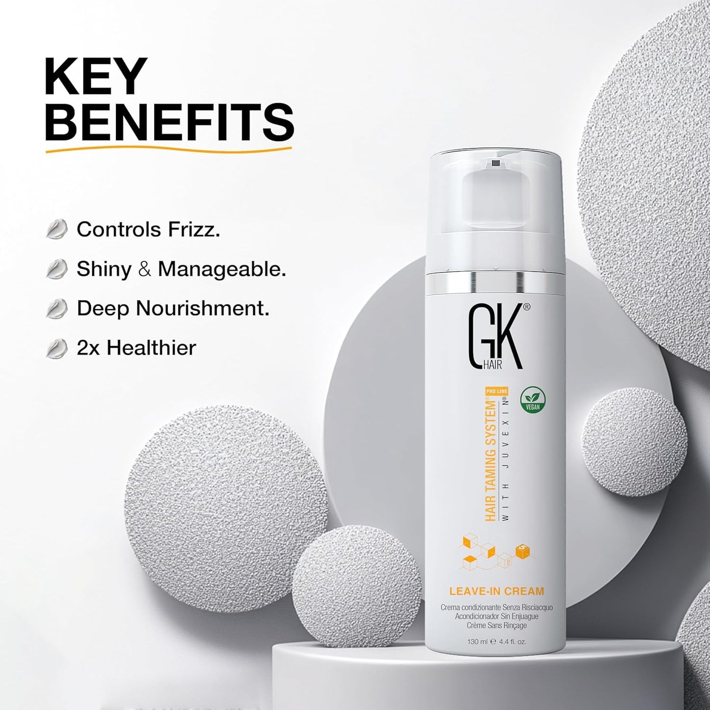 GK HAIR Global Keratin Balancing Shampoo and Conditioner 300ml Kit with Leave-In Cream 130ml | Moisturizing Hair Care Set for All Hair Types | Beauty & Personal Care GK HAIR