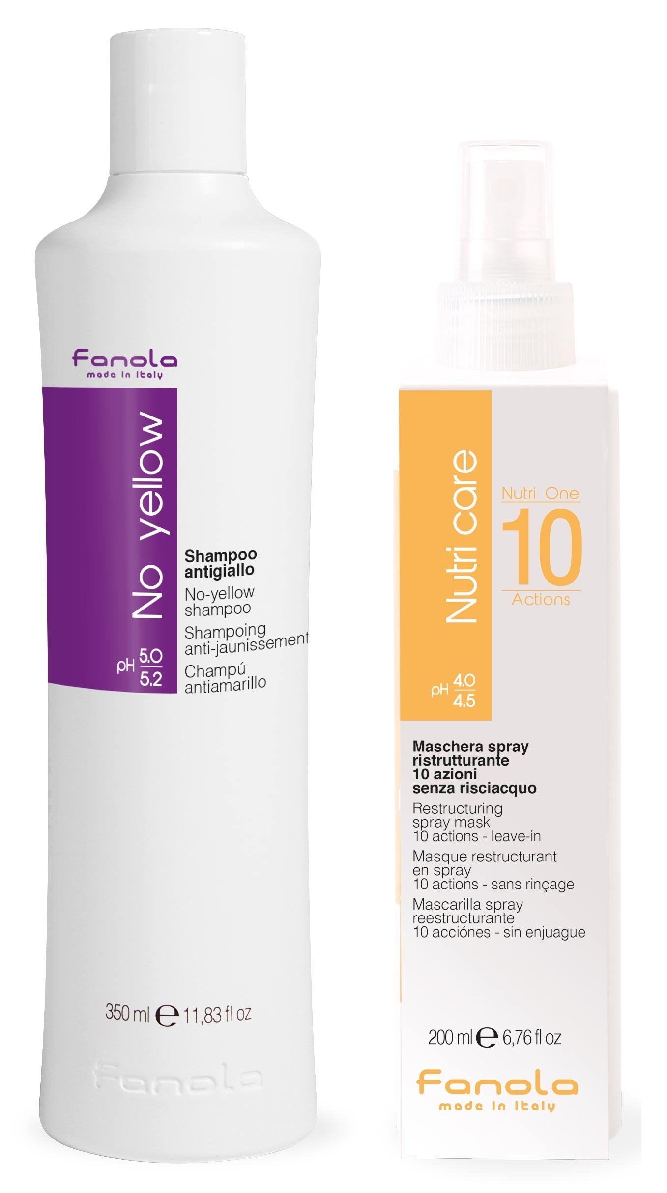 Fanola No Yellow Shampoo 350 ml & Fanola Nutri One 10 Actions Spray 200 ml Beauty & Personal Care Fanola