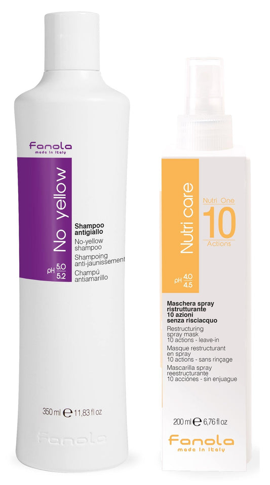 Fanola No Yellow Shampoo 350 ml & Fanola Nutri One 10 Actions Spray 200 ml Beauty & Personal Care Fanola