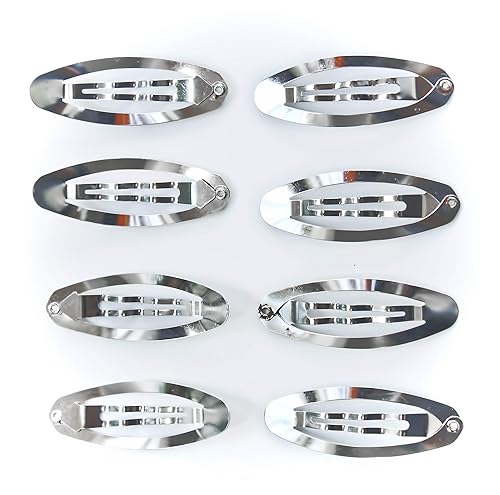 50pcs Metal Silver Oval Shape Snap Hair Clips/Barrettes for DIY 60mm Beauty & Personal Care All In One
