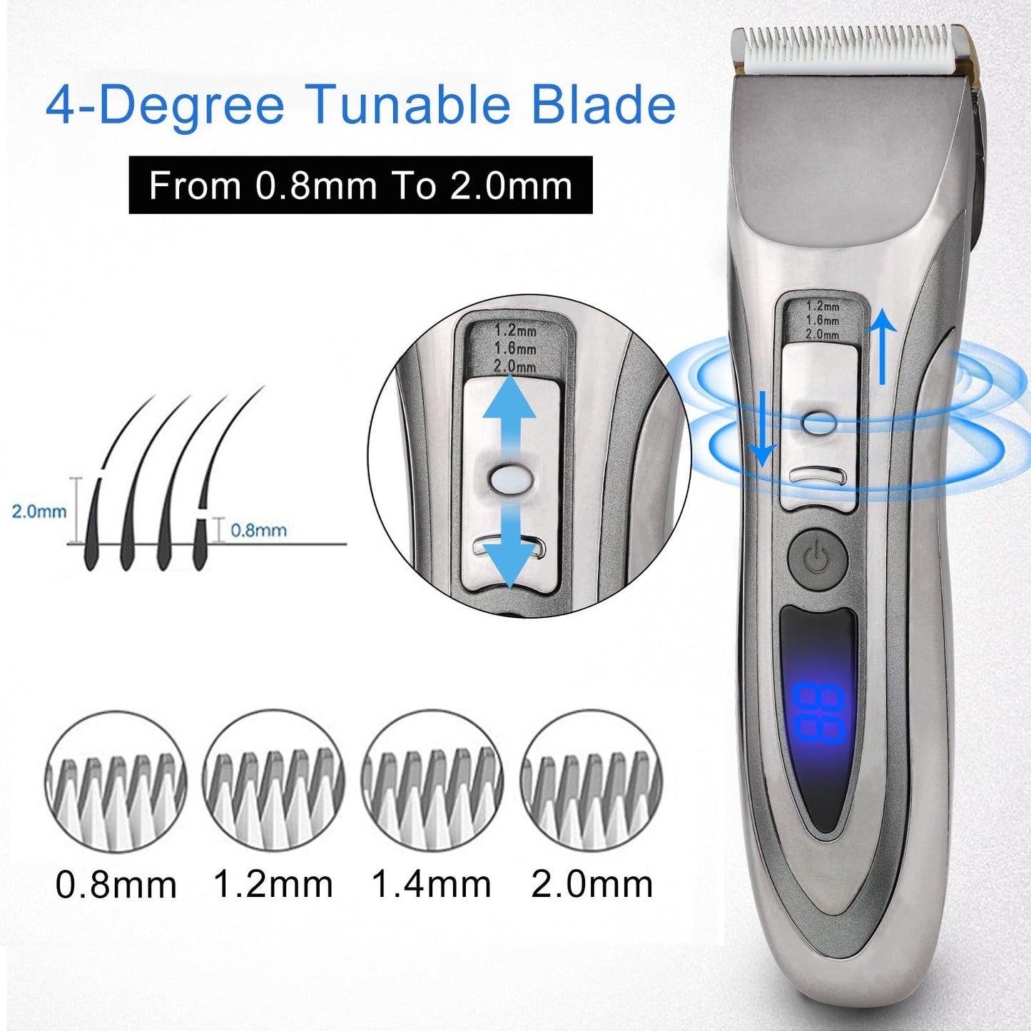 GLESVOWIO Hair Clipper Pro Men's Electric Rechargeable Professional Beard Trimmer Adjustable Cutting Machine Beauty and Personal Care GLESVOWIO