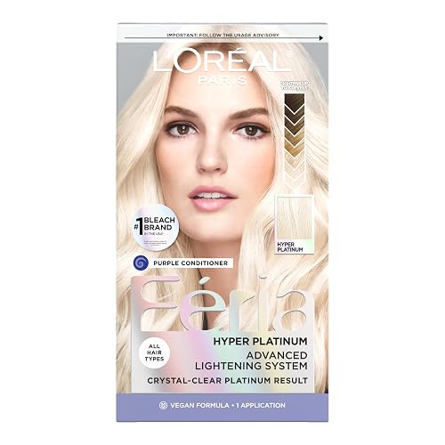 L'Oreal Paris Feria Hyper Platinum Advanced Lightening System Hair Bleach, Lifts Up To 8 Levels, Includes Anti Brass Purple Conditioner, 1 Hair Dye Beauty & Personal Care L'Oreal Paris
