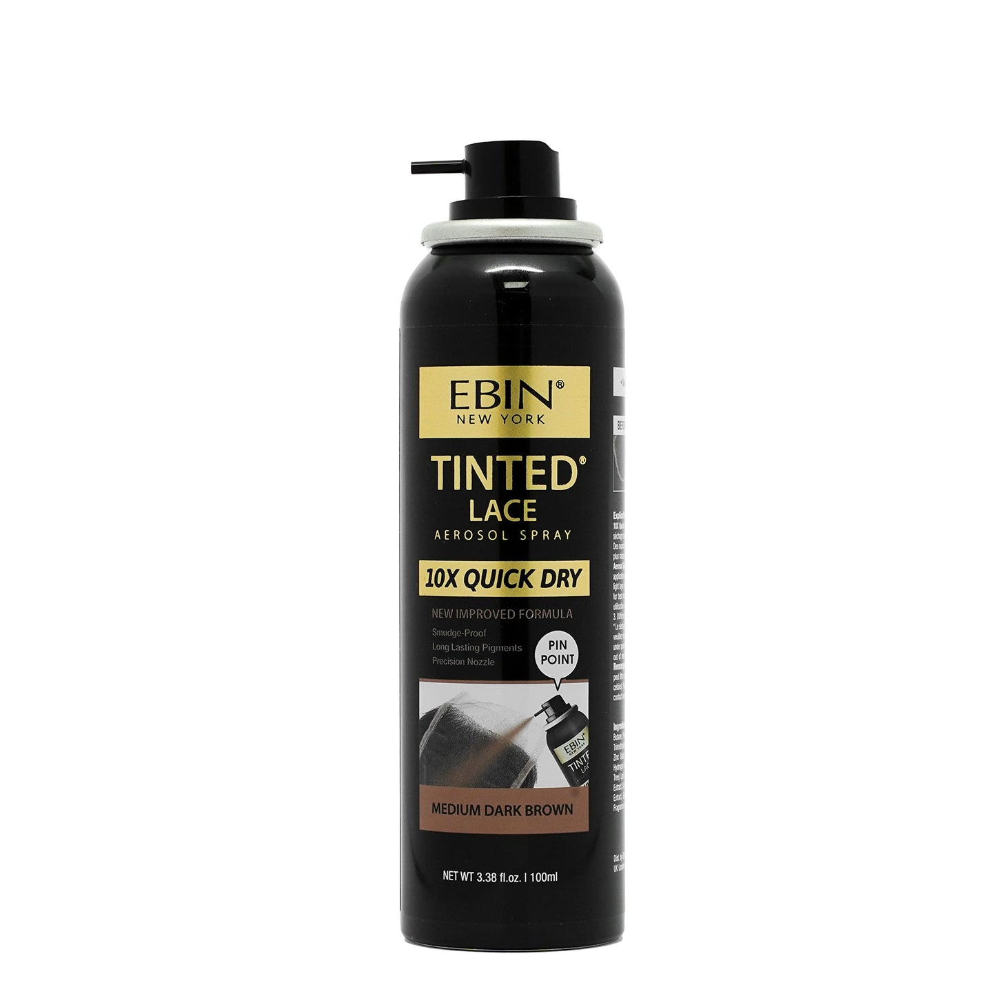 EBIN NEW YORK Tinted Lace Spray - 3.38oz/ 100ml, Medium Dark Brown | Fast Drying, Water Resistant, No Residue, Even Application, Skin-Matching Tone Beauty & Personal Care EBIN NEW YORK