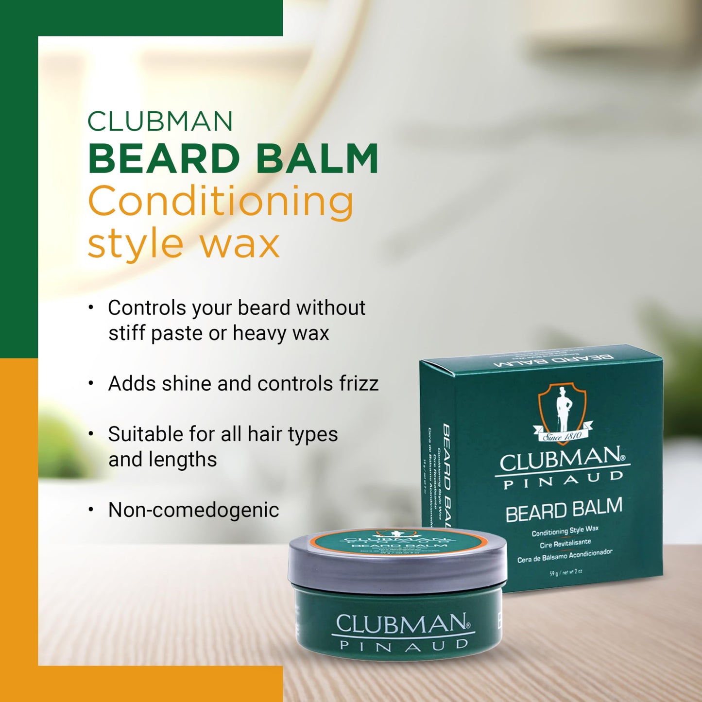 Clubman Pinaud Beard Balm - Nourishing & Conditioning Beard Balm for Men, Strong Hold, 2 oz Beauty & Personal Care Clubman