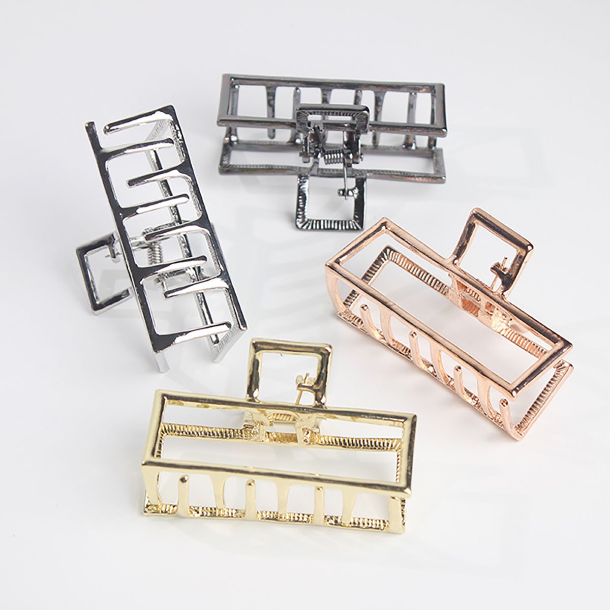 Vintage Metal Hair Claw Hair Jaw Clips Hair Clamp Accessories for Women (Rectangle, Black) Beauty & Personal Care Fodattm