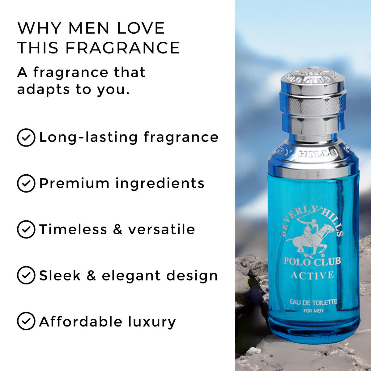 Beverly Hills Polo Club ACTIVE - Cologne for Men with Notes of Citrus - Fresh & Sporty Fragrance Scent - Eau De Toilette Spray 3.40fl.oz / 100ml Beauty & Personal Care Beverly Hills Polo Club