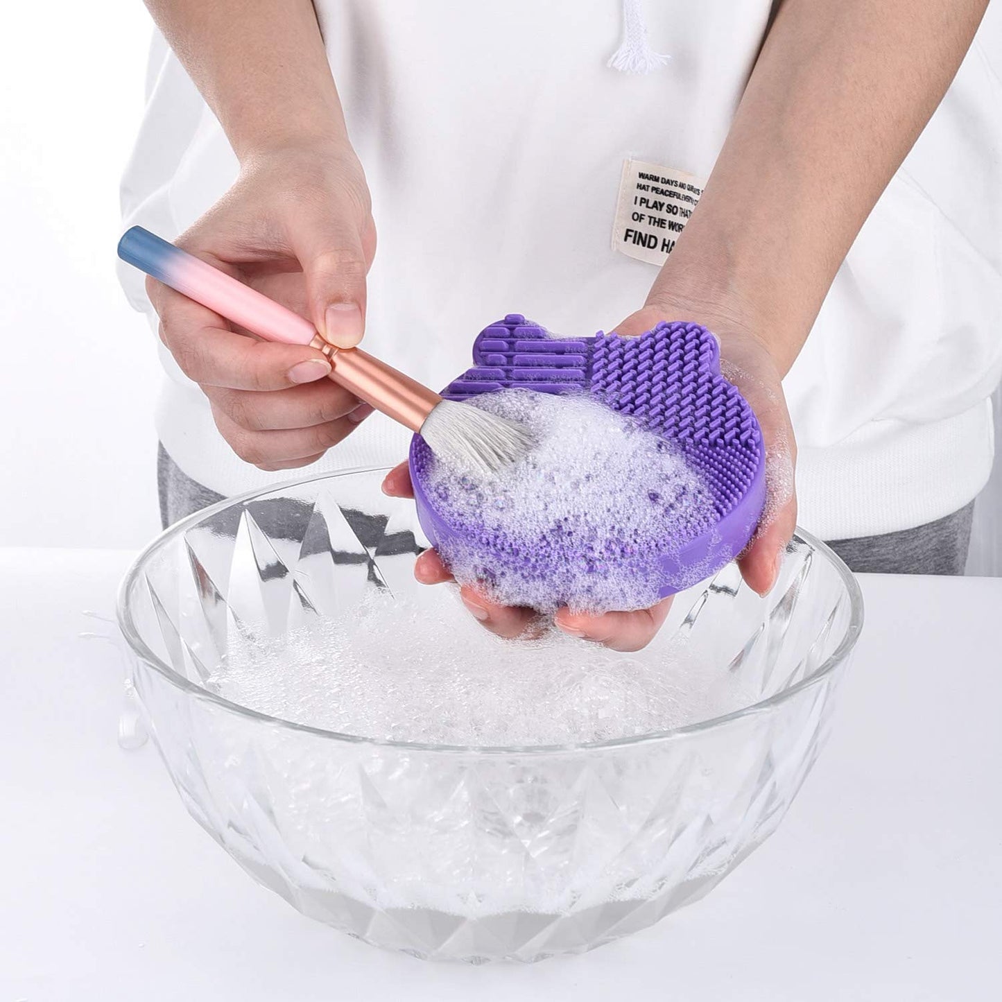 Silicon Makeup Brush Cleaner Mat with Brush Drying manual Make up cleaner cleanser machine Cosmetic Cleaning Pad+Makeup Dry Cleaned Quick Color Beauty & Personal Care Bird&Fish