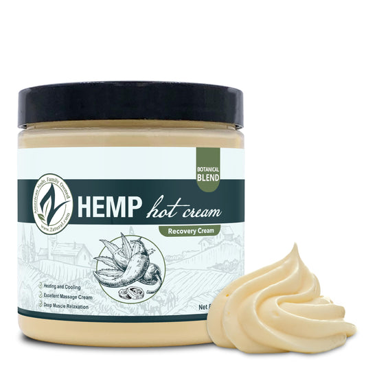 Zatural Hemp Hot Cream Massage Joints and Muscles and Body Wraps Essential Oil Blend, Aloe, Hemp, and More (8oz jar) Beauty & Personal Care Zatural