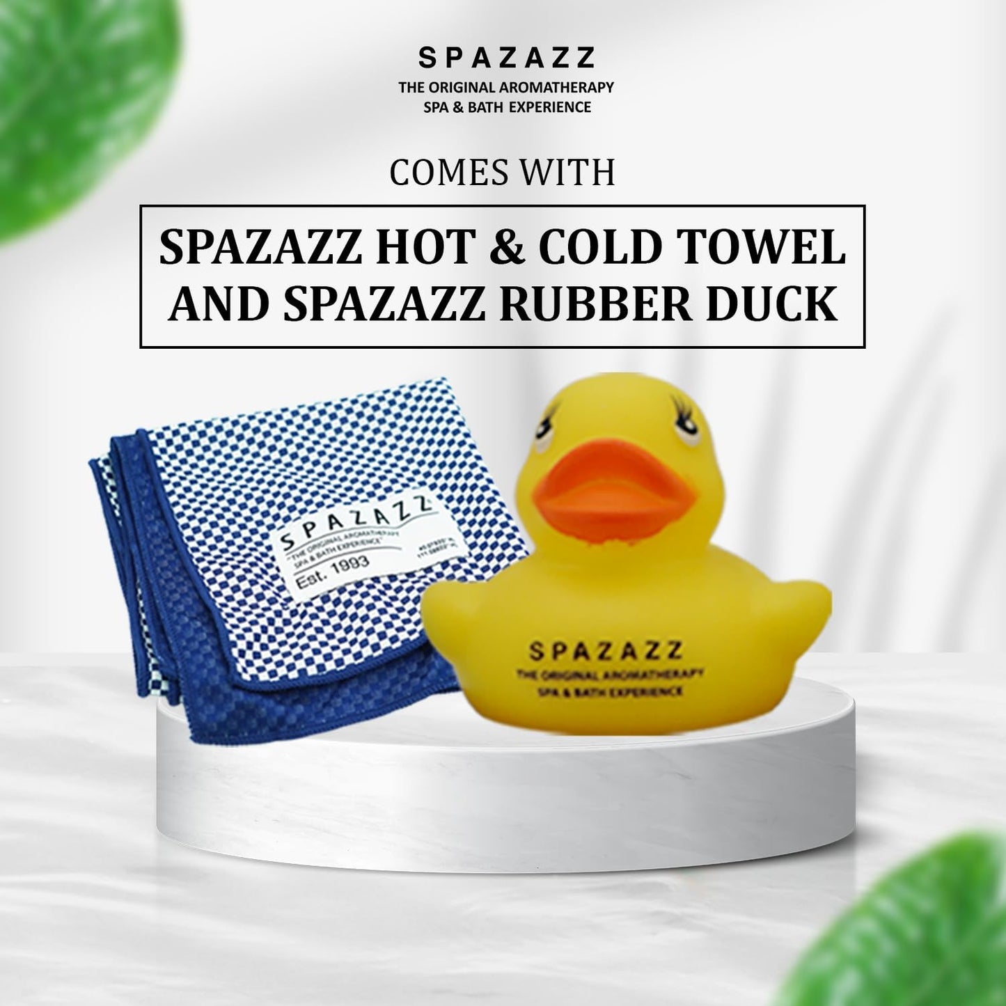 Spazazz Hot Tub Aromatherapy Gift Bundle- Seven- 4 Oz Spazazz Hot Tub Aromatherapy Bath Salt Crystals Sampler Jars Plus Hot/Cold Towel and Rubber Duck Beauty and Personal Care Spazazz