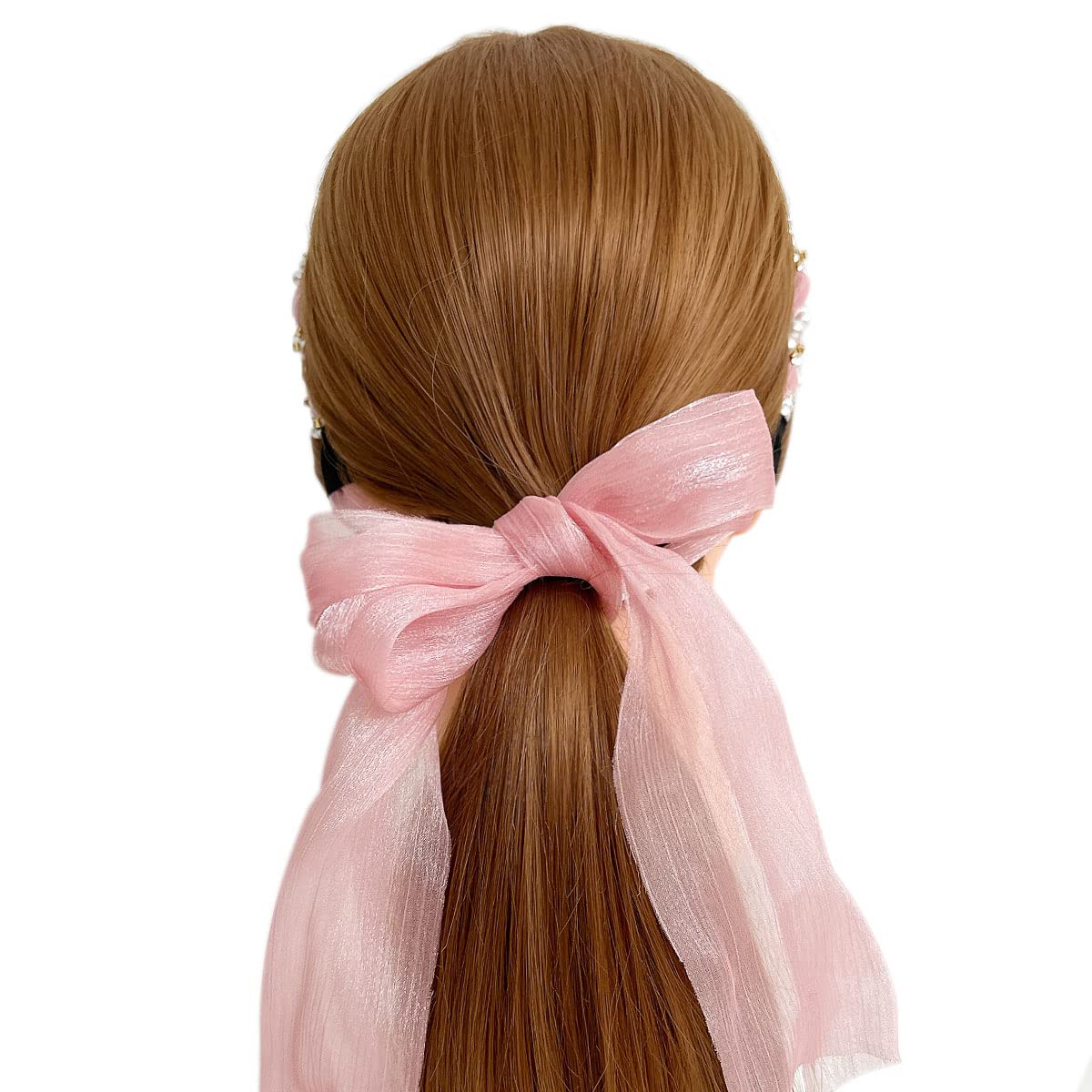 allydrew Pearl & Rhinestone Headbands with Long Ribbon Head Wraps (Set of 2)