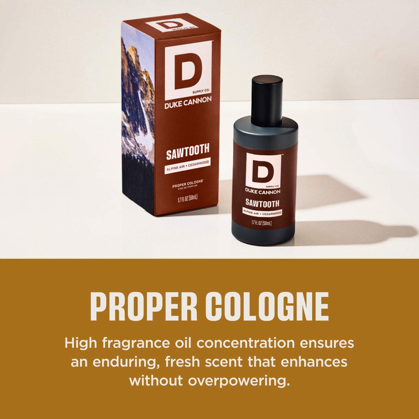Duke Cannon Proper Cologne Sawtooth | Men's Eau de Parfum | Alpine Air and Cedarwood | Fresh, Woodsy, Long-Lasting Scent | 1.7 fl oz Beauty & Personal Care Duke Cannon Supply Co.