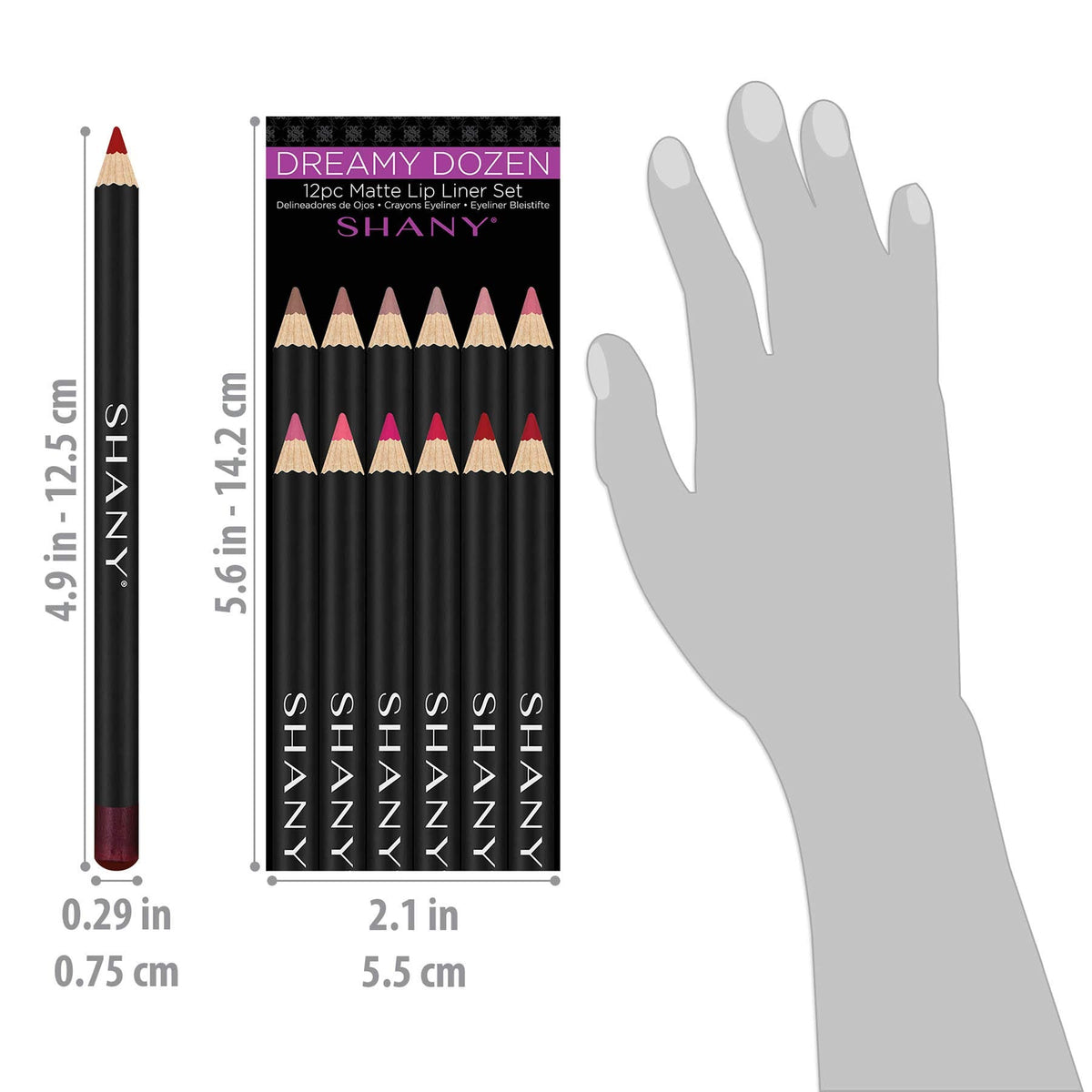 SHANY Dreamy Dozen Matte Lip Liner Set Vegan - Long-Lasting Professional Velvet Cruelty-Free Lipstick Pencils Pens in Varying Shades - Pack of 12 Beauty & Personal Care SHANY