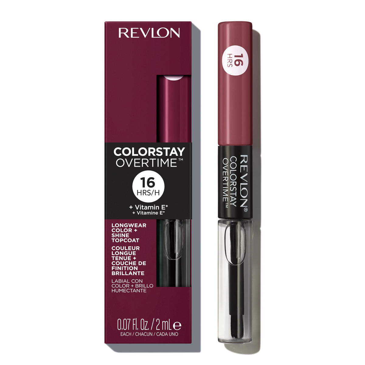 Revlon Liquid Lipstick with Clear Lip Gloss, ColorStay Overtime Lipcolor, Dual Ended with Vitamin E, 270 Relentless Raisin, 0.07 Fl Oz Beauty & Personal Care REVLON