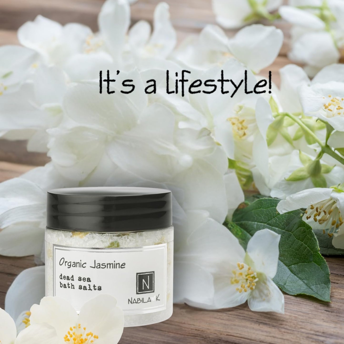 Organic Jasmine Bath Salts for Women & Men - Dead Sea Salt & Epsom Salt Soak and Scrub - Organic Jasmine Buds & Sambac Extract, Cruelty-Free Beauty and Personal Care Nabila K