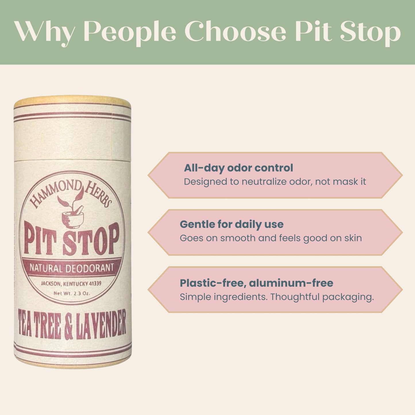 Hammond Herbs - PIT STOP Deodorant - Aluminum-Free, Plastic-Free, All-Natural Odor Control, 3 Pack (Tea Tree & Lavender) Beauty and Personal Care Hammond Herbs