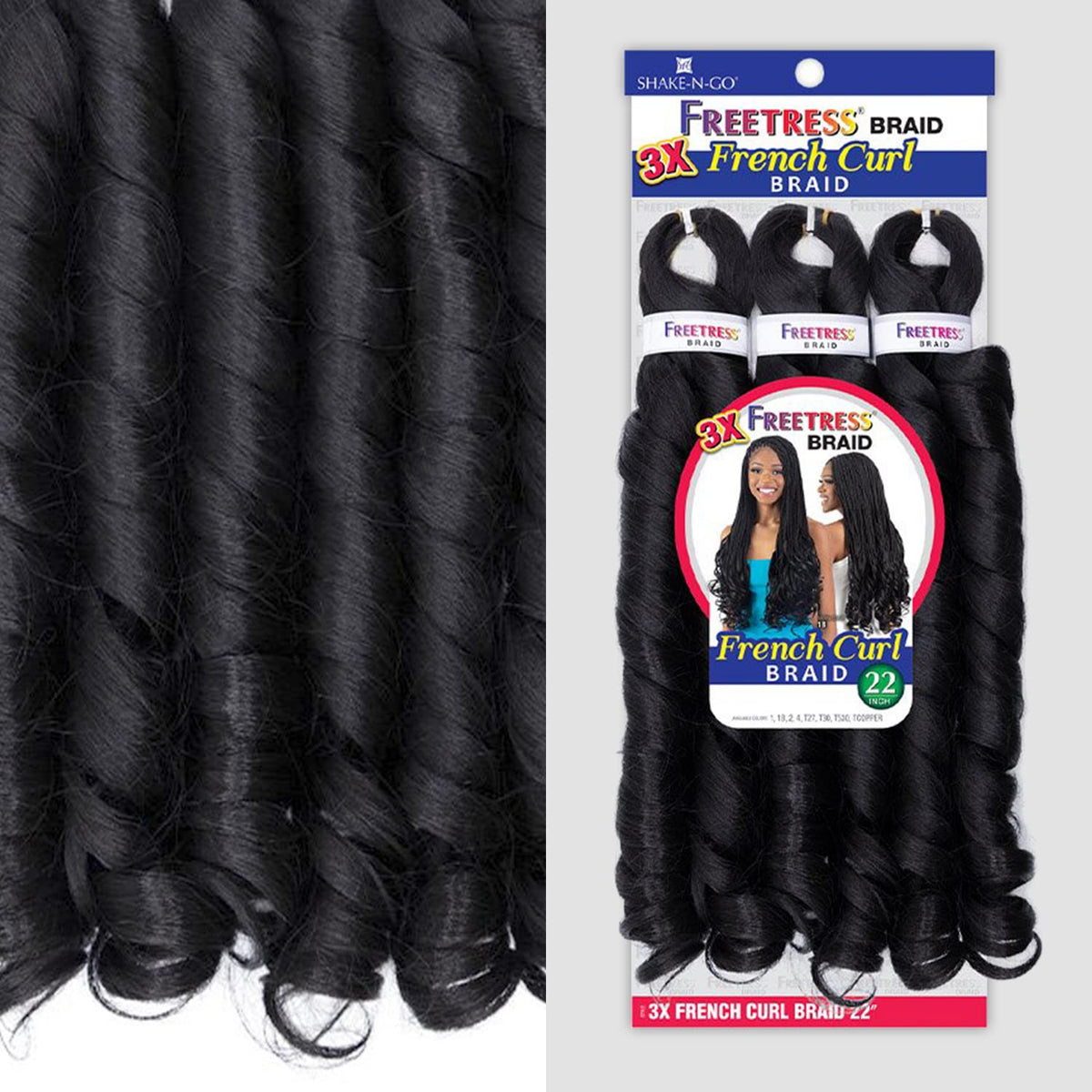 FreeTress Crochet Braids 3X French Curl 22" (pack of 1, 4)