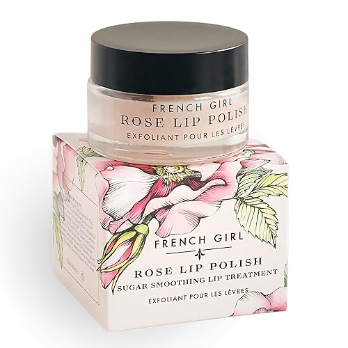 French Girl Rose Lip Scrub - Organic Sugar Scrub For Lips, Hydrating Lip Exfoliator & Moisturizer with Shea Butter & Essential Oils, Treatment for Dry Beauty & Personal Care French Girl Organics