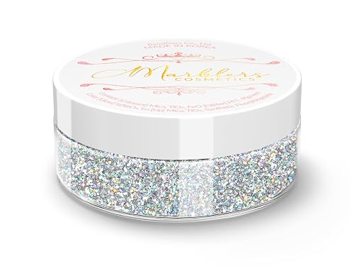 MARBLERS Holographic Face & Body Glitter [Holo Silver] 0.18oz (5g) | Fine | Non-Toxic | Vegan | Cruelty-Free | Festival, Rave & Party Makeup | Eye Beauty & Personal Care MARBLERS