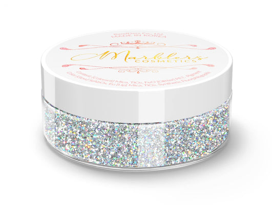 MARBLERS Holographic Face & Body Glitter [Holo Silver] 0.18oz (5g) | Fine | Non-Toxic | Vegan | Cruelty-Free | Festival, Rave & Party Makeup | Eye Beauty & Personal Care MARBLERS