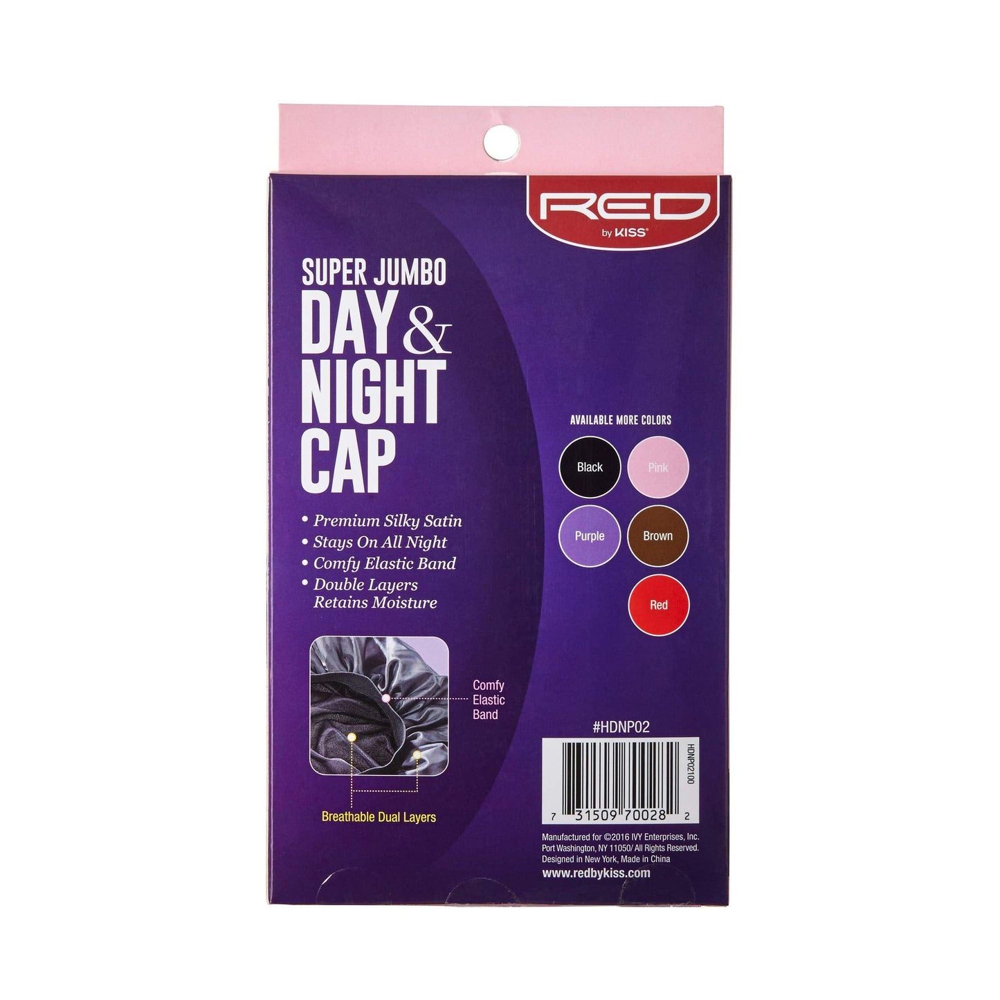 Red by Kiss Premium Quality Silky Satin Day & Night Cap, Super Jumbo, Black Beauty and Personal Care Red by Kiss