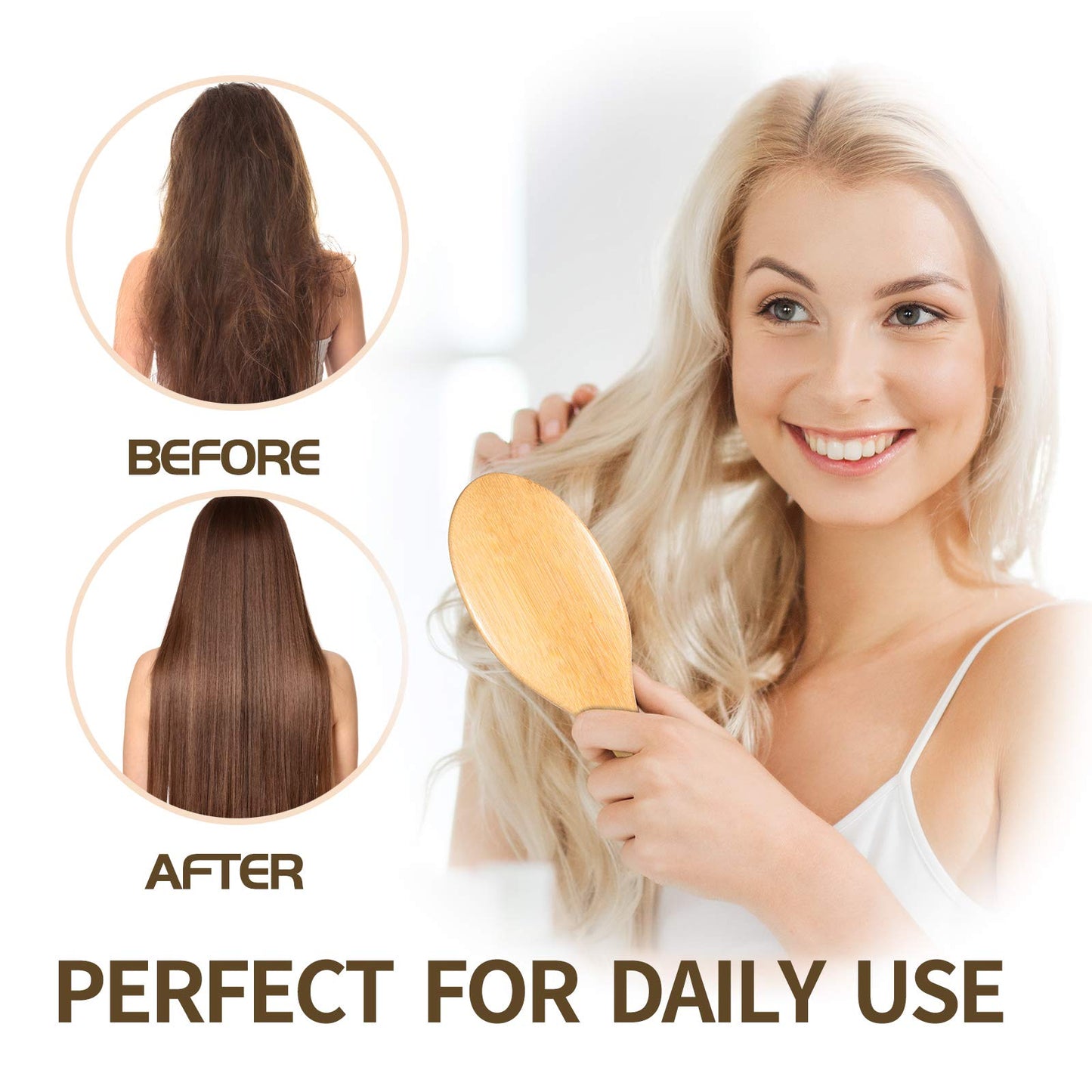 BOMEIYI Boar Bristle Hair Brush for Thick Curly Thin Long Short Wet or Dry Hair, Adds Shine and Makes Hair Smooth, Best Paddle Hair Brush for Men Beauty & Personal Care Bomeiyi