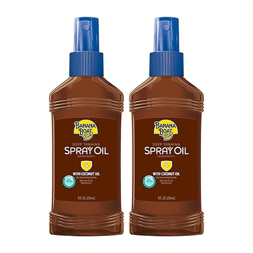 Banana Boat Deep Tanning Oil Spray SPF 4 | Dark Tanning Oil with SPF 4 Sunscreen, Water Resistant, 8Fl Oz each Twin Pack Beauty & Personal Care Banana Boat