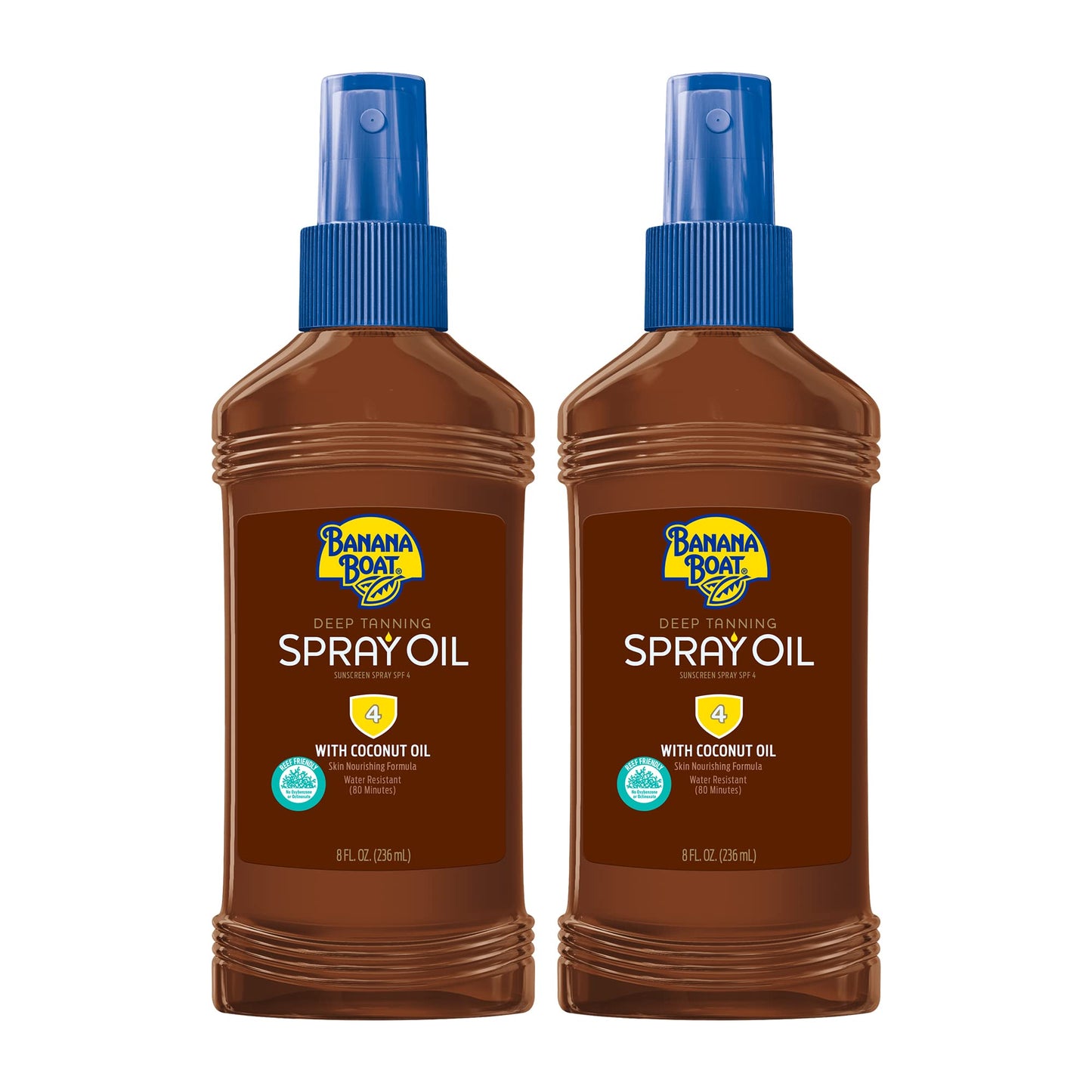Banana Boat Deep Tanning Oil Spray SPF 4 | Dark Tanning Oil with SPF 4 Sunscreen, Water Resistant, 8Fl Oz each Twin Pack Beauty & Personal Care Banana Boat