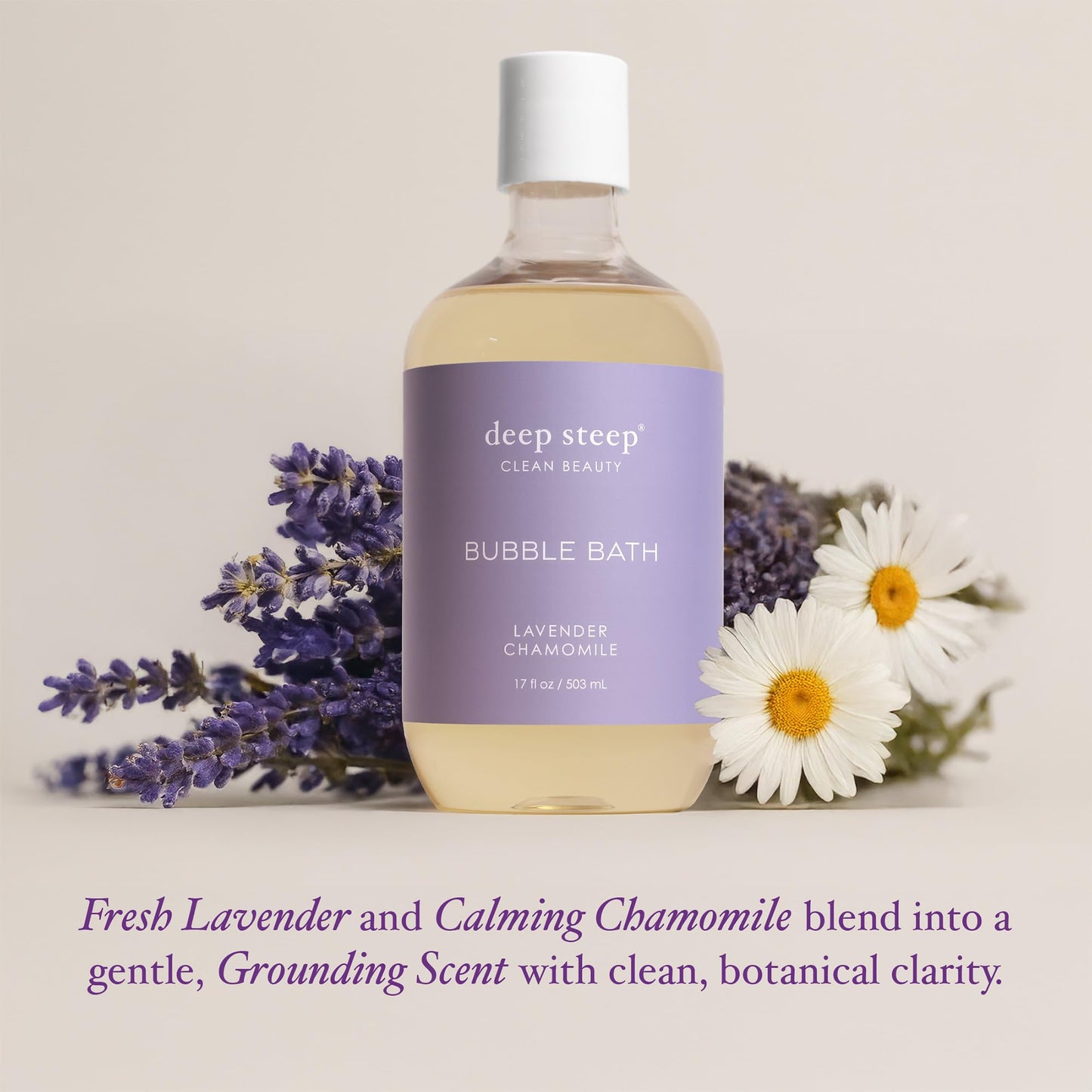 Deep Steep Lavender Chamomile Bubble Bath for Women, Hypoallergenic, Clinically Tested, Clean Formula for Sensitive Skin, Sulfate-Free, 17 fl oz Beauty & Personal Care Deep Steep