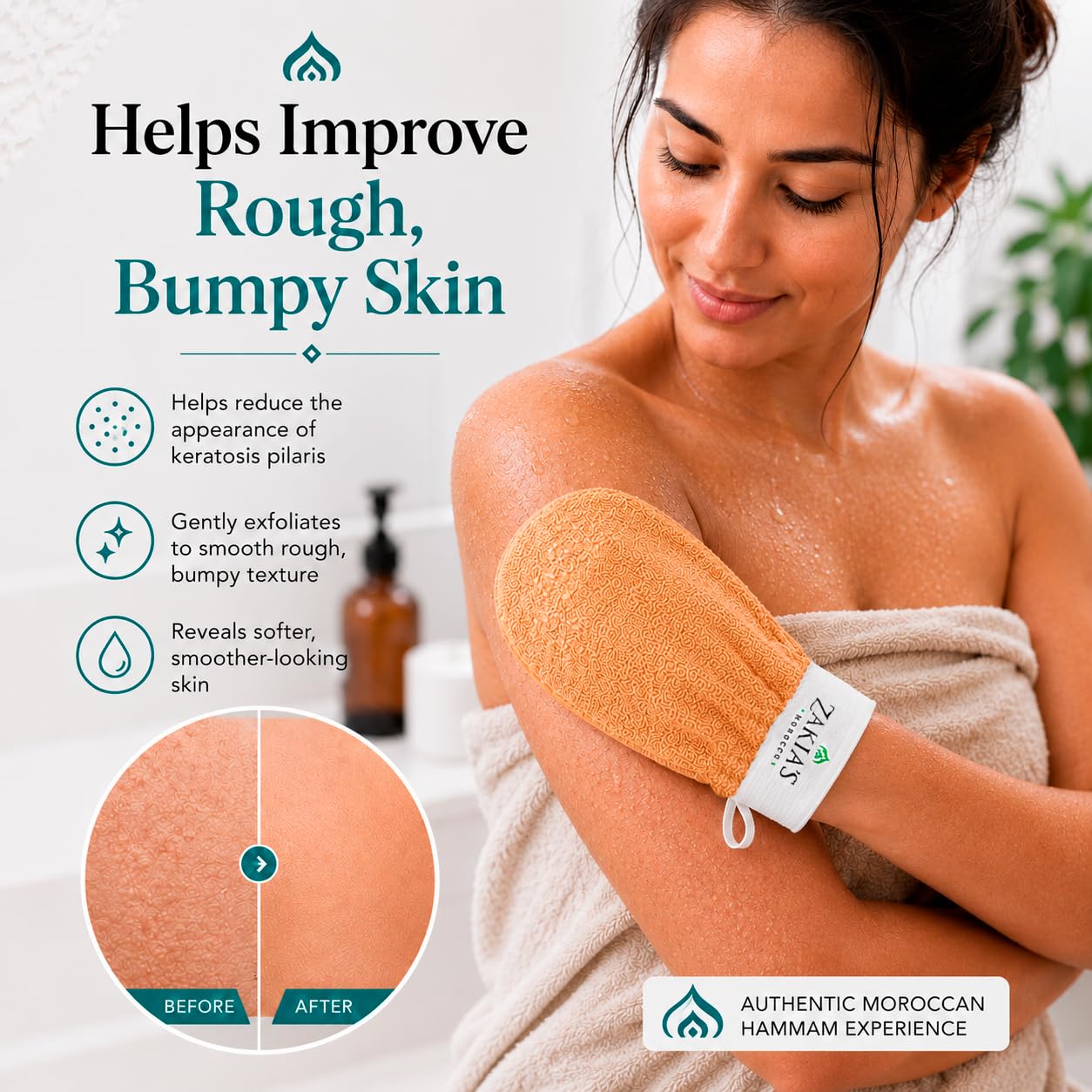 Original Kessa Exfoliating Glove - Salmon Beige - Microdermabrasion Exfoliating Mitts, Removes unwanted dead skin, dirt and grime and Keratosis Beauty and Personal Care Zakia's Morocco