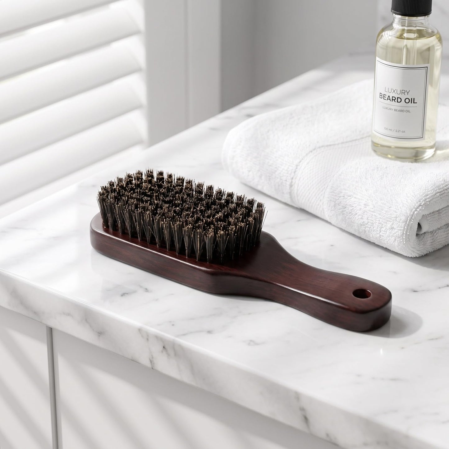 Healeved Beard Brush for Men Natural Bristle Small Portable Beard Comb Mustache Brush Gentle on Skin 6.29In Handle for Grooming and Shaping Beauty and Personal Care Healeved
