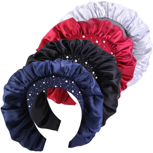 4 Pieces Women's Satin Rhinestone Sleeping Hat Night Sleep Cap Hair Care Salon Makeup Muslim Hijab Head Cover Bonnet Hat Beauty and Personal Care Qianmome