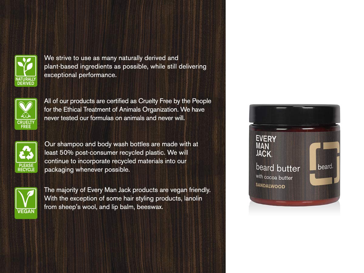 Every Man Jack Beard Butter- Subtle Sandalwood Fragrance - Rejuvenates, Hydrates, and Styles Dry, Unruly Beards While Relieving Itch - Naturally Beauty & Personal Care Every Man Jack