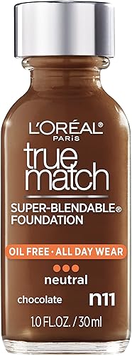 L’Oréal Paris Makeup True Match Super-Blendable Liquid Foundation, Chocolate N11, 1 Fl Oz,1 Count Beauty & Personal Care L'Oreal Paris