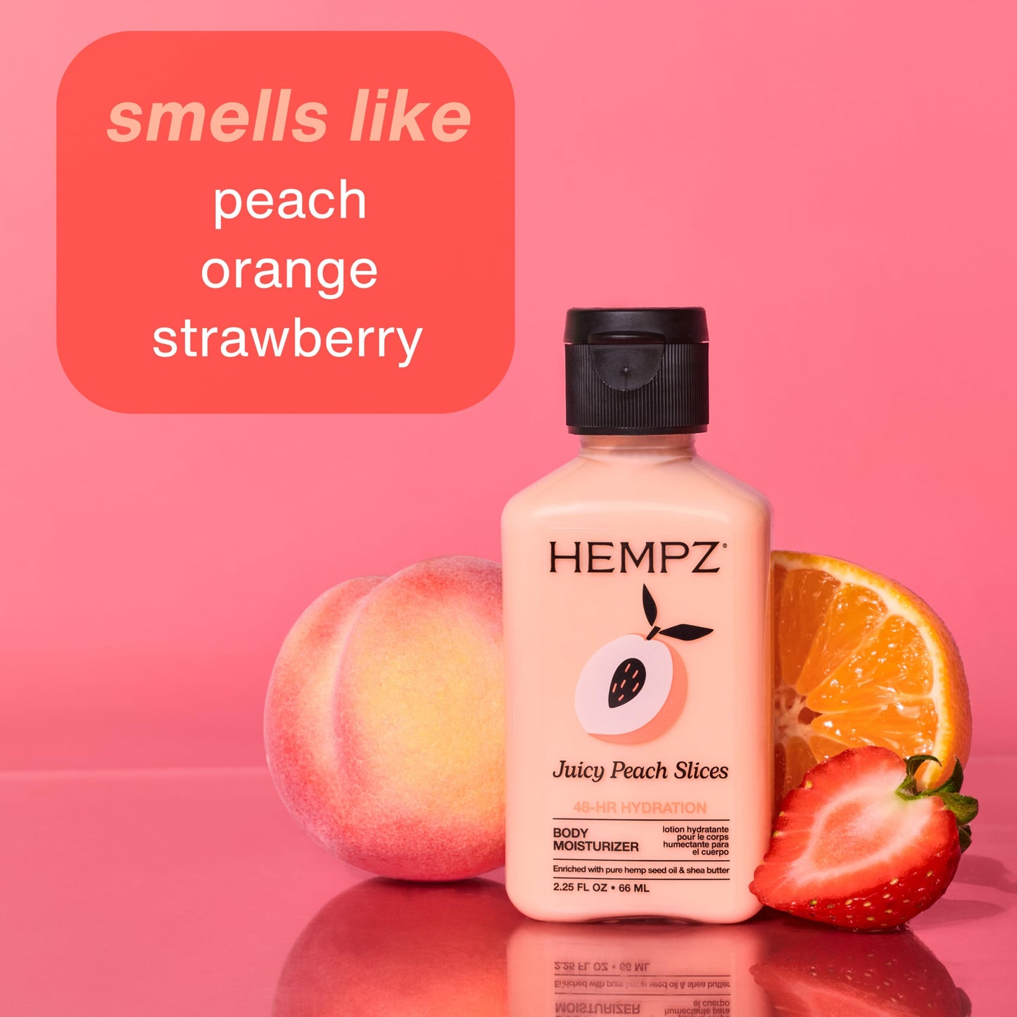 Hempz Mini Juicy Peach Lotion, Natural Hemp Seed Oil Ultra Hydrating Body Moisturizer with Shea Butter, Peach Extract, and Aloe Vera Extract, Travel Beauty & Personal Care Hempz