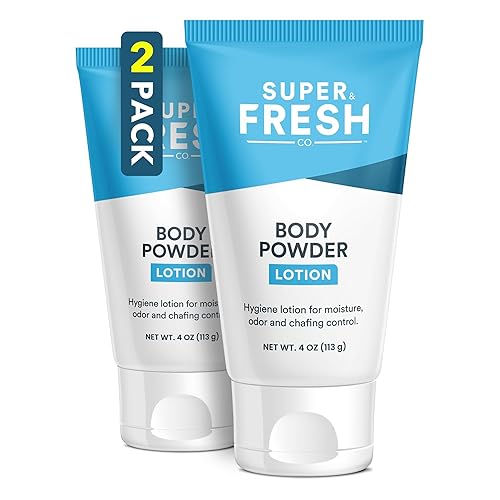Super Fresh Body Powder Lotion Talc Free Anti Chafing Deodorizing No Mess Body Powder Cream for Men and Women Natural Ingredients Two 4 fl oz Tubes Beauty & Personal Care Super & Fresh Co.